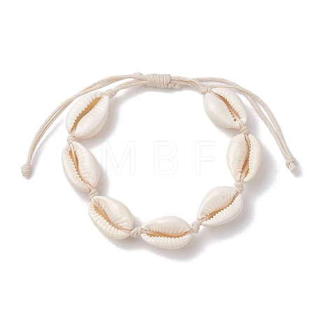 Natural Cowrie Shell Braided Bead Bracelets BJEW-JB10093-1