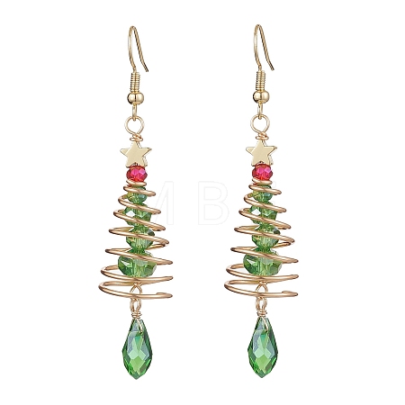 Copper Wired Glass Dangle Earrings EJEW-JE05917-1