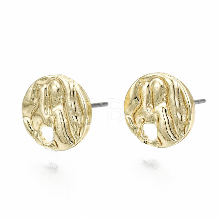 Rack Plating Hammered Alloy Stud Earring Findings PALLOY-N155-69-NR-1