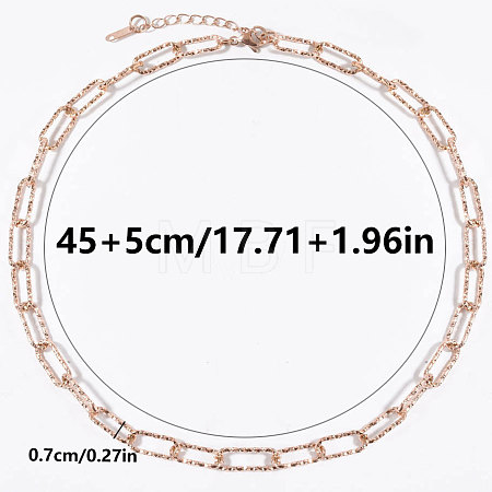 304 Stainless Steel Textured Paperclip Chain Necklaces for Women LS-HX6515-4-1