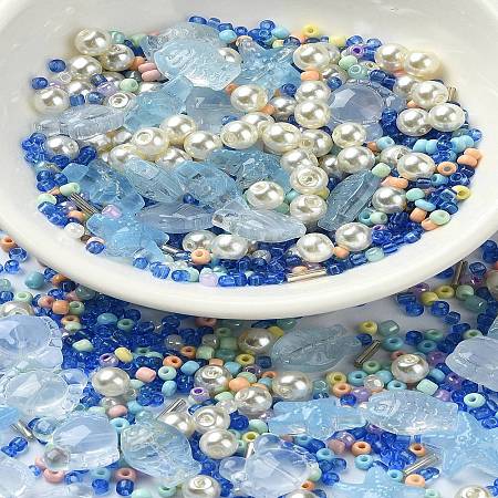 Ocean Theme Diy Painted Glass Beads DIY-YW0008-82F-1