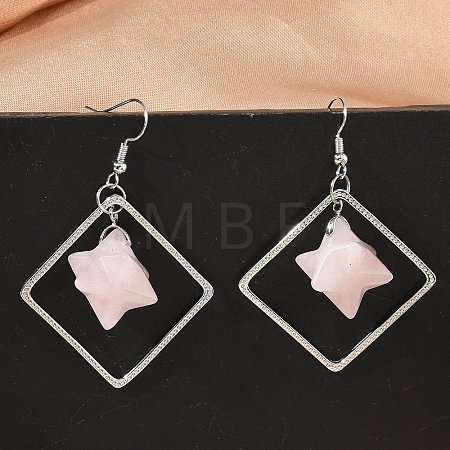 Rhombus Brass Dangle Earrings EJEW-D360-01P-02-1