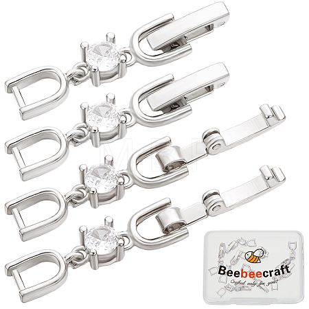 10Pcs Brass with Cubic Zirconia Fold Over Clasps ZIRC-BBC0002-67P-1