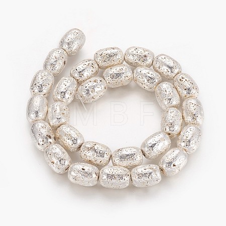 Electroplated Natural Lava Rock Beads Strands G-P400-12S-1