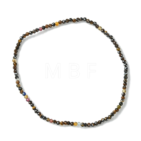 2mm Natural Tiger Eye Faceted Round Beaded Stretch Bracelets for Women BJEW-JB10843-04-1