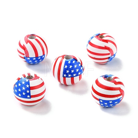 Independence Day Natural Wood Beads WOOD-K006-B01-1