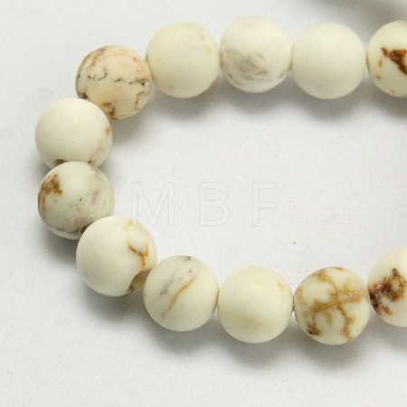 Frosted Round Natural Magnesite Beads Strands X-G-I168-07-6mm-1