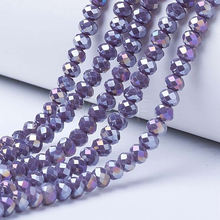 Electroplate Glass Beads Strands EGLA-A034-P1mm-B05-1