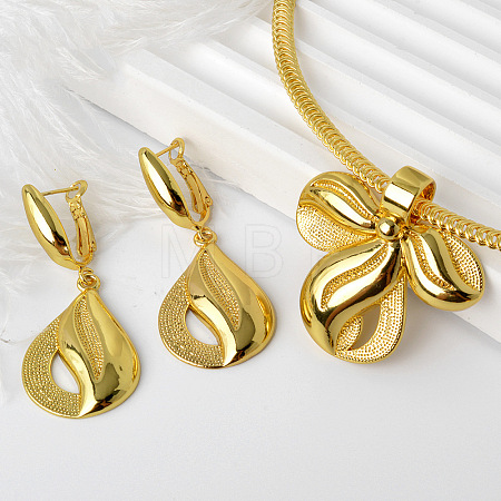 Brass Pendant Necklaces & Hoop Earrings Sets FS-WG87DC9-01-1