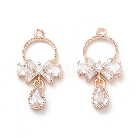 Brass Micro Pave Clear Cubic Zirconia Pendants KK-K259-01KCG-1