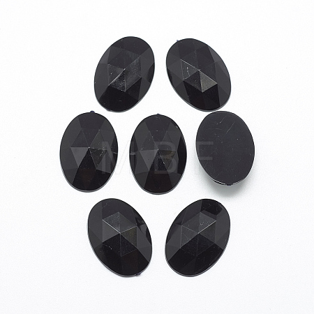 Acrylic Rhinestone Flat Back Cabochons X-GACR-Q011-13x18-01-1