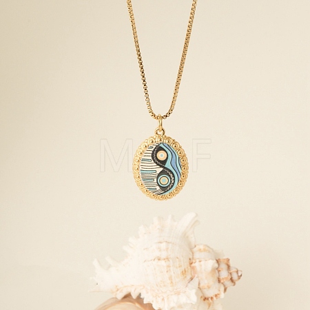 304 Stainless Steel Enamel Evil Eye Pendant Necklaces for Women WGBA65F-05-1