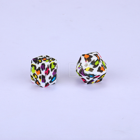 Colorful Pattern Printed Silicone Focal Beads LS-SI-JX0022A-11-1