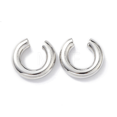 Rack Plating Brass Ring Cuff Earrings for Women EJEW-H135-01P-02-1