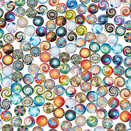 1 Bag Printed Glass Cabochons GGLA-PH0001-48-1