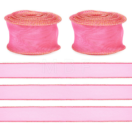 2 Rolls Polyester Mesh Ribbons SRIB-TA0003-42B-1
