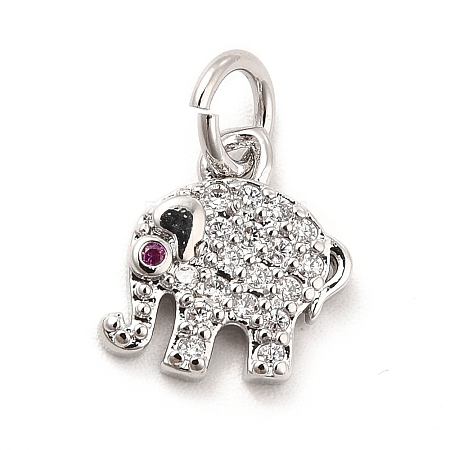 Rack Plating Brass Micro Pave Cubic Zirconia Charms KK-K270-17P-1