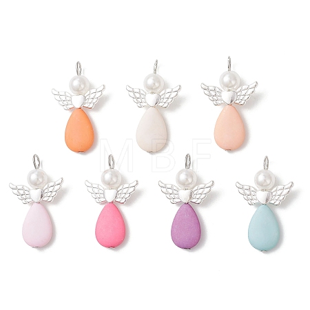 Acrylic & Alloy Wing Pendants PALLOY-JF04722-1