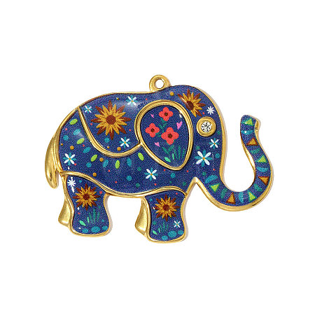 304 Stainless Steel Enamel Big Pendants STAS-OY005-31G-1