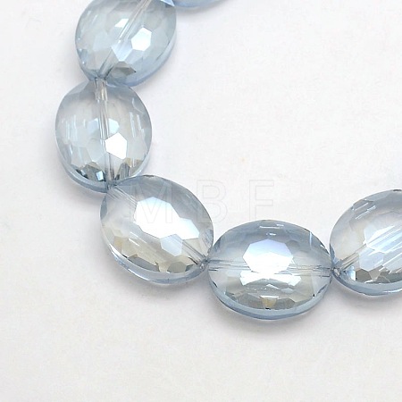 Faceted Electroplate Crystal Glass Oval Beads Strands EGLA-F059B-13-1