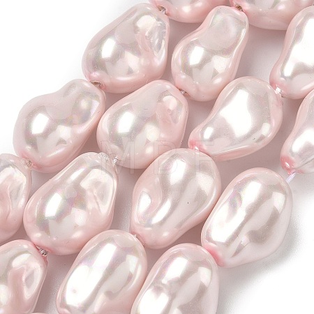 Electroplate Porcelain Imitation Pearl Beads Strands PORC-K009-01A-1