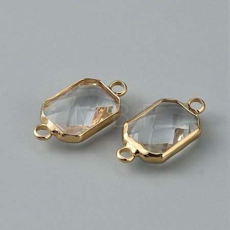 Glass Connector Charms LS-GLAA-WH0036-16K-1