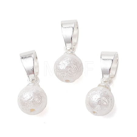 Wrinkle Textured Shell Pearl Round Charms PALLOY-JF05063-02-1