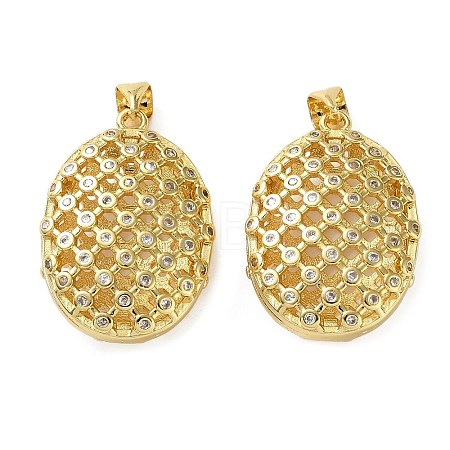 Brass Micro Pave Clear Cubic Zirconia Pendants KK-D221-19G-04-1