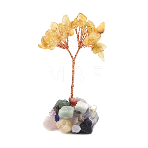 Natural Mixed Gemstone Chips Tree of Life Decorations PW-WG54F93-04-1