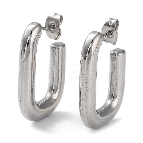 304 Stainless Steel Rectangle Ear Studs for Women X-EJEW-P234-04P-1