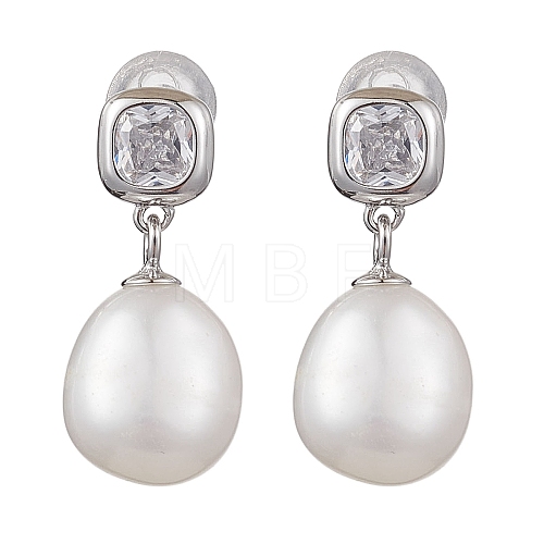 Natural Pearl Ear Studs EJEW-P286-11P-1