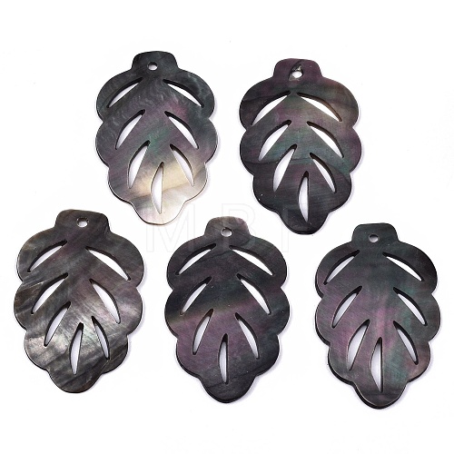 Natural Black Lip Shell Pendants SHEL-N026-120-1