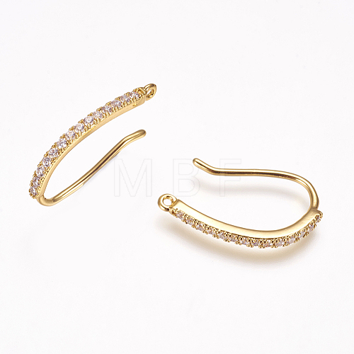 Brass Cubic Zirconia Earring Hooks KK-P076-07-1