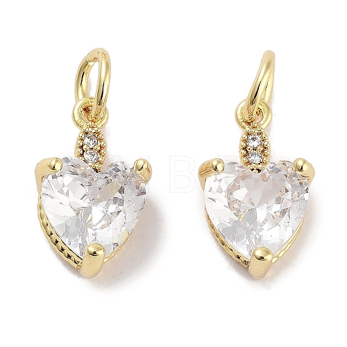 Brass Micro Pave Cubic Zirconia Charms KK-C051-05G-03-1