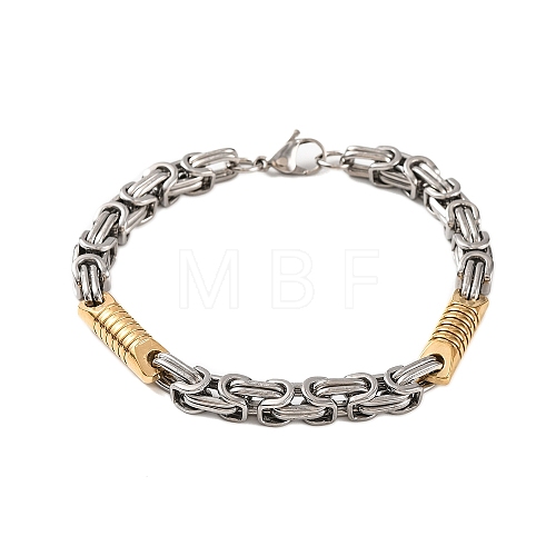 304 Stainless Steel Column Byzantine Chain Bracelets BJEW-B078-142GP-1