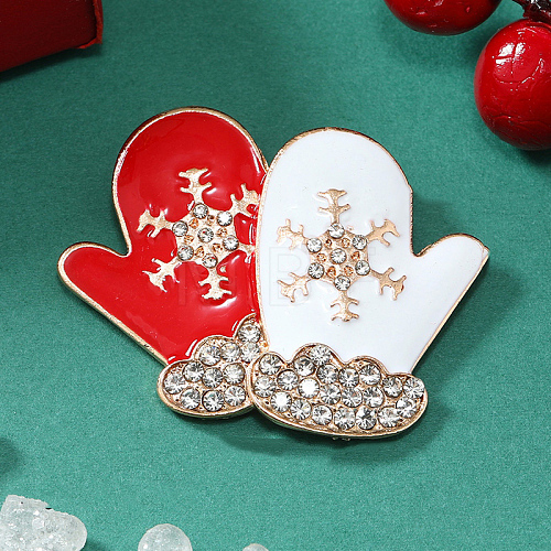 Christmas Alloy Crystal Rhinestone Brooches PW-WGCEE91-03-1