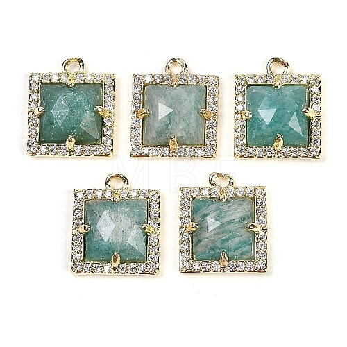 Natural Amazonite Faceted Square Charms G-I375-06G-04-1