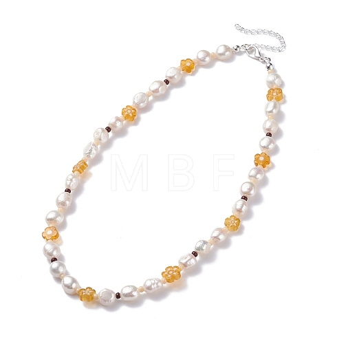 Natural Pearl Beaded Necklace NJEW-TA00018-01-1