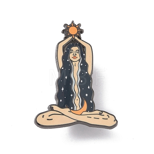 Sun Moon Witchy Woman Alloy Enamel Pin Brooch JEWB-R268-06-1