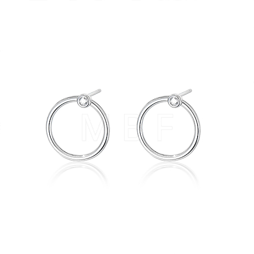 S925 Silver Circle Stud Earrings Geometric Fashion Minimalist Design WI5531-1