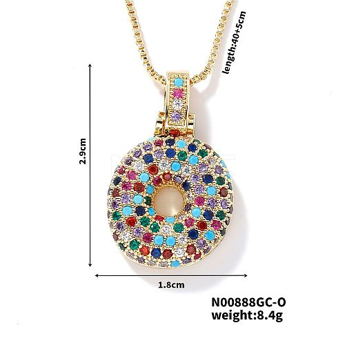 Brass Pave Colorful Cubic Zirconia Letter Pendant Box Chain Necklaces NU0575-15-1