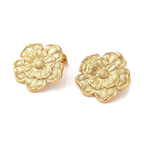 Flower 304 Stainless Steel Stud Earrings for Women EJEW-U003-03G-1