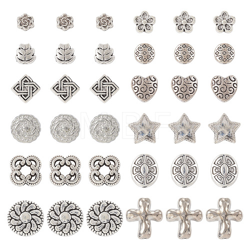  120Pcs 12 Styles Tibetan Style Alloy Beads TIBE-TA0001-28-1