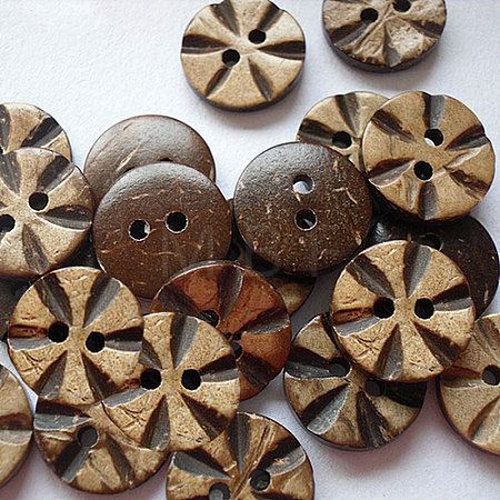 Carved 2-hole Basic Sewing Button Shaped in Flowers NNA0YZ5-1