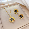 Brass Micro Pave Cubic Zirconia Pendant Necklace & Stud Earrings WG7AC39-18-1