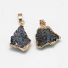 Natural Druzy Agate Pendants G-Q494-76E-2