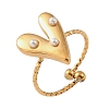 304 Stainless Steel & Plastic Pearl Cuff Open Rings SA-G002-01G-2