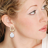FIBLOOM 1 Pair Shell Pearl Dangle Stud Earrings EJEW-FI0002-18-5