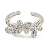 Flower Rack Plating Brass Micro Pave Cubic Zirconia Open Cuff Rings for Women RJEW-N047-01P-03-RS-2