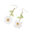 304 Stainless Steel Glass Seed Beads Flower Dangle Earrings EJEW-MZ00739-01-4
